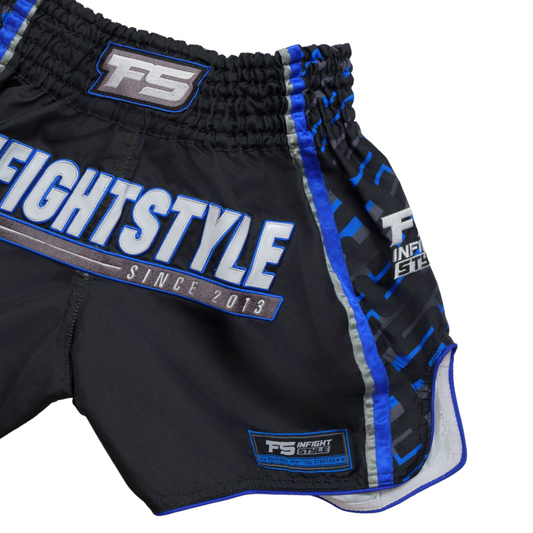 InFightStyle Retro Blue Muay Thai Training Shorts | Premium Comfort + Performance