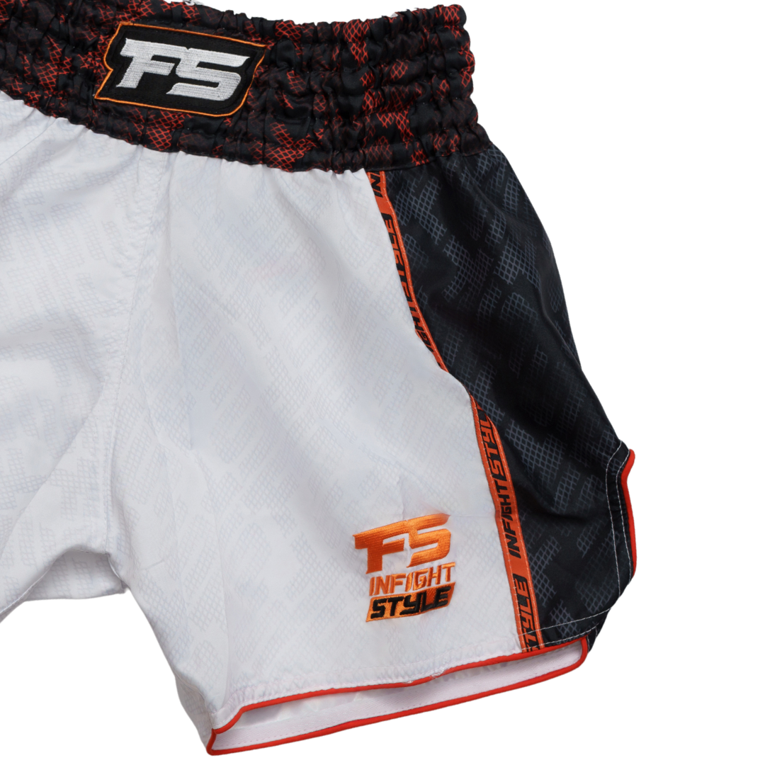 InFightStyle Retro Orange Classic Muay Thai Training Shorts| Premium Comfort + Performance