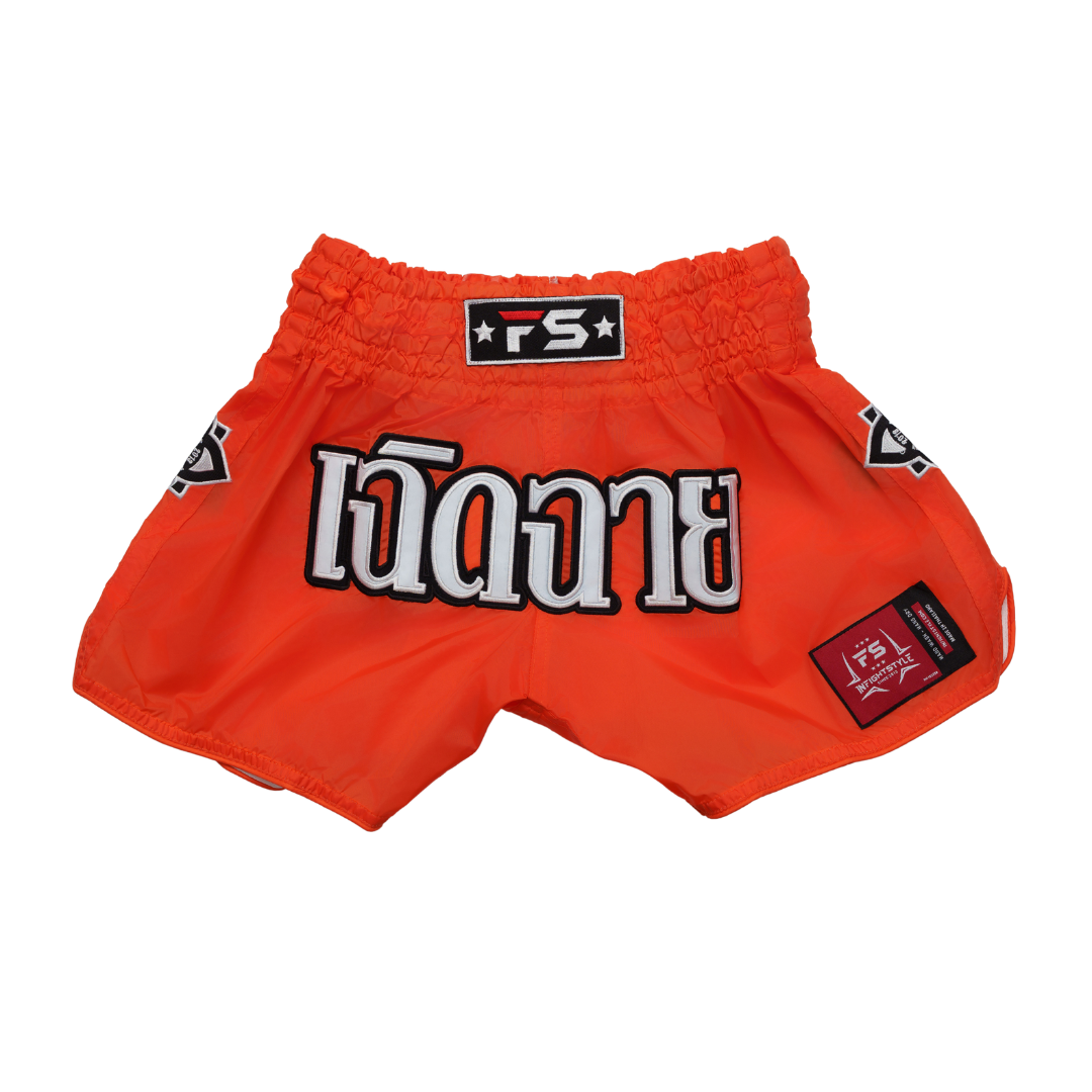 InFightStyle Nylon Orange Lotus Muay Thai Short | Premium and Performance in Mind