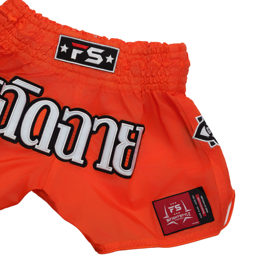 InFightStyle Nylon Orange Lotus Muay Thai Short | Premium and Performance in Mind