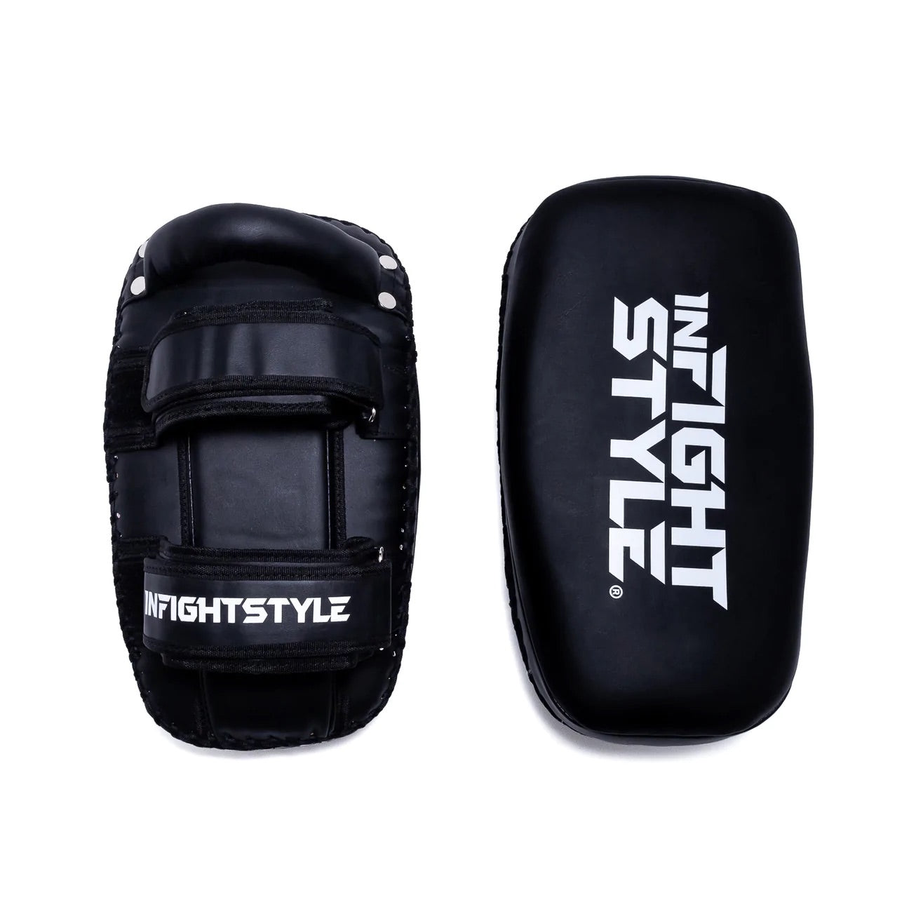 Infightstyle Double Strap Semi Leather Muay Thai Kick Pad - Black InFightStyle Canada